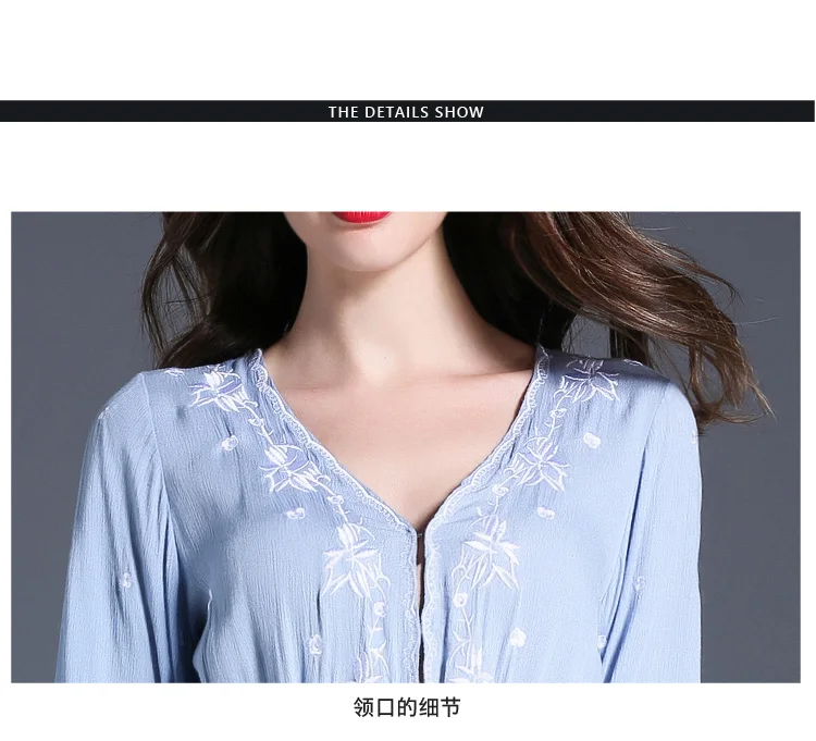 Женское платье с вышивкой Clobee длинное винтажное в стиле бохо треугольным вырезом