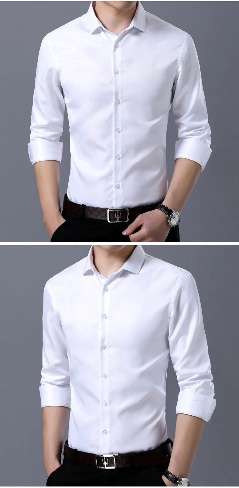solid men dress shirts long sleeve casual slim fit white formal social shirt male brand clothing prom wedding camisas hombre