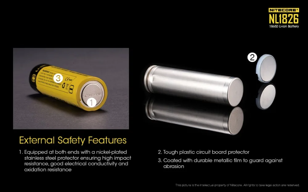 1 шт Nitecore NL1826 2600 mAh 18650 3,7 V литий-ионная аккумуляторная батарея(NL1826