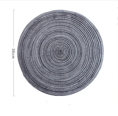 36cm Gray Антиобжимные круглые изоляционные подставки из рами, твердые Нескользящие салфетки, льняные кухонные аксессуары, декоративные домашние коврики, поднос для посуды - Color: 36cm Gray