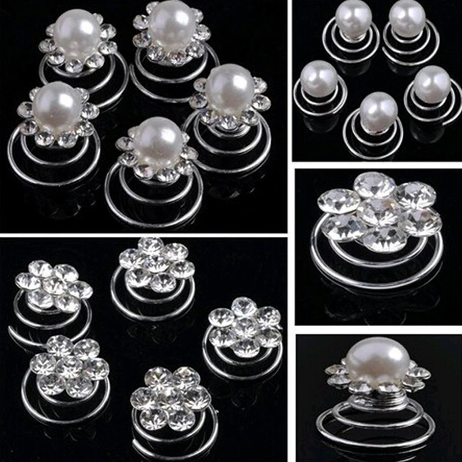 

12Pcs/lot Wedding Bridal Crystal Pearl Flower Hair Pins Hairstick For Women Hairpin Rhinestone Hair Accessory