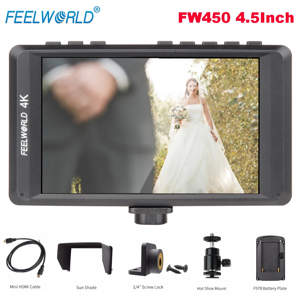 Feelworld FW450 4 5 дюймовый IPS 4K HDMI на камере полевой монитор 1280x800 HD портативный ЖК для