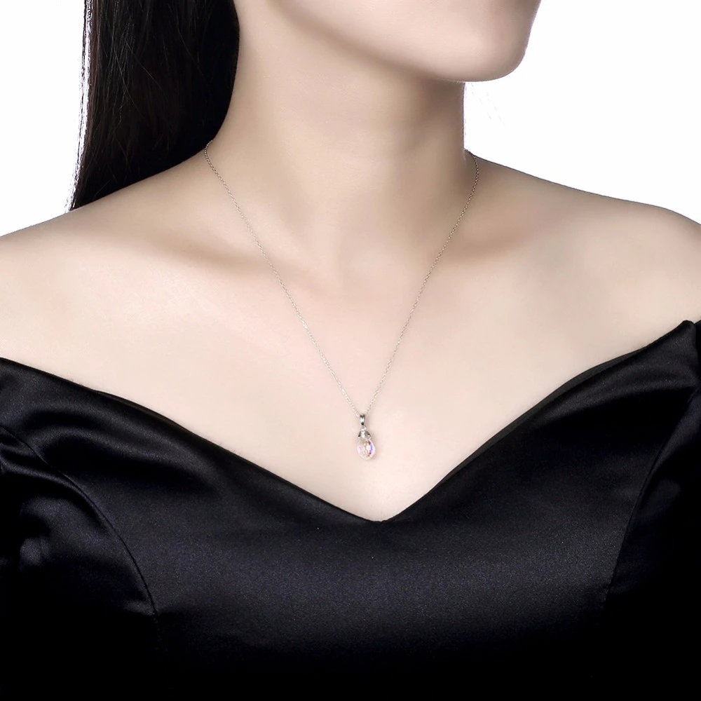 LEKANI модные крошечные водяные Подвески Ожерелья Разноцветные кристаллы от Swarovski для женщин Свадебные 925 серебряные ювелирные изделия