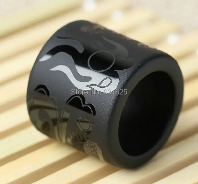 Замечательный 33 мм наружный диаметр натуральный черный обсидиан резной дракон