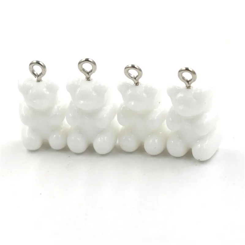 white have hole 10 шт. Горячая Конфета медведь милые украшения из смолы DIY патч результаты Gummy серьги брелок ожерелье кулон ювелирный Декор аксессуар - Окраска металла: white have hole