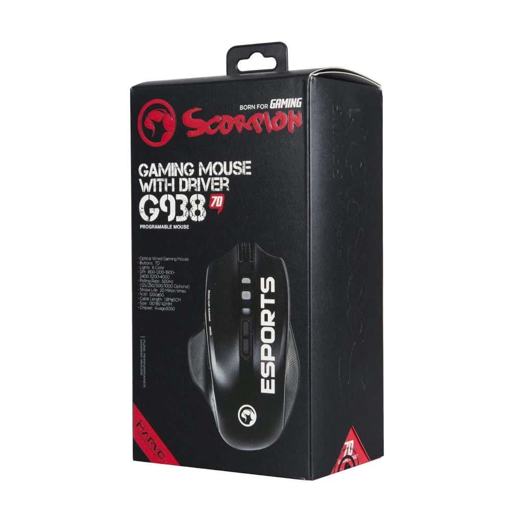 MARVO G938 игровой Мышь 6 кнопок светодиодный Подсветка проводной регулируемые Точек