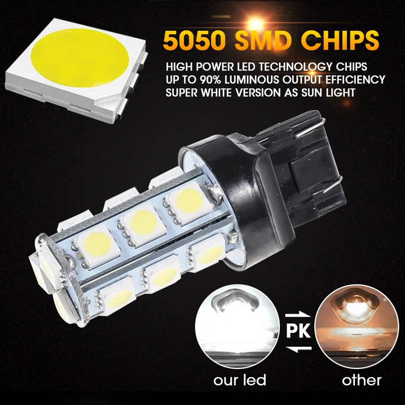 Hlxg 2 шт. Led T20 W21W 7440 автомобильный светильник лампы заднего хода ing 12V 6000K сигнальная