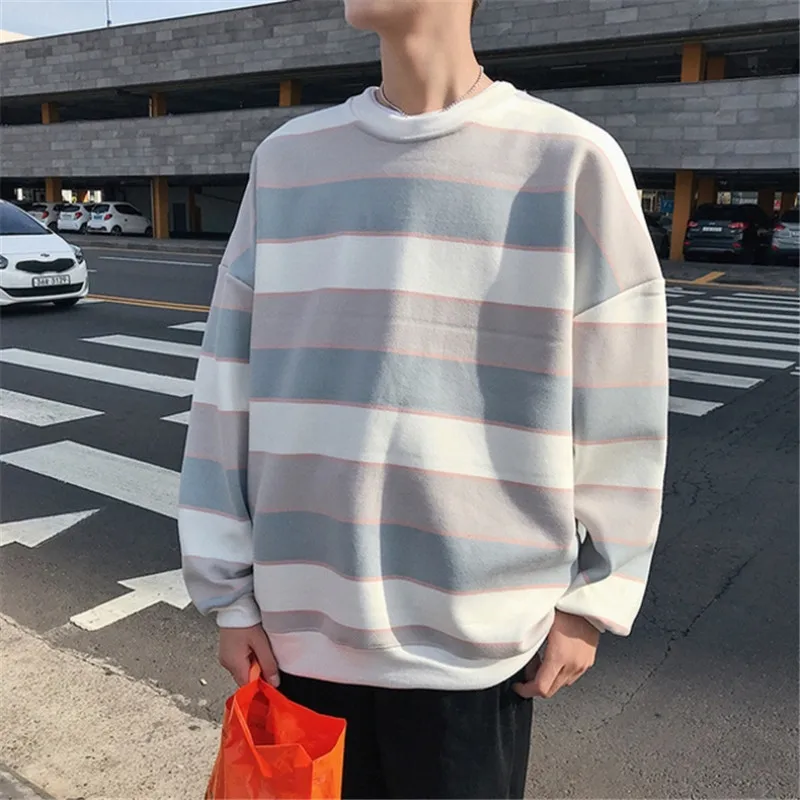 Мужской весенний японский осенний Свободный пуловер Privathinker мужские полосатые