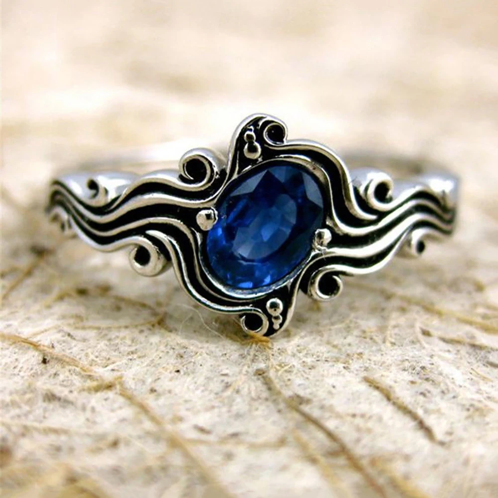 Newest Design Green/Blue Stone Rings for Women Metal Silver Plated Vintage Fashion Jewelry Cheap Price | Украшения и аксессуары