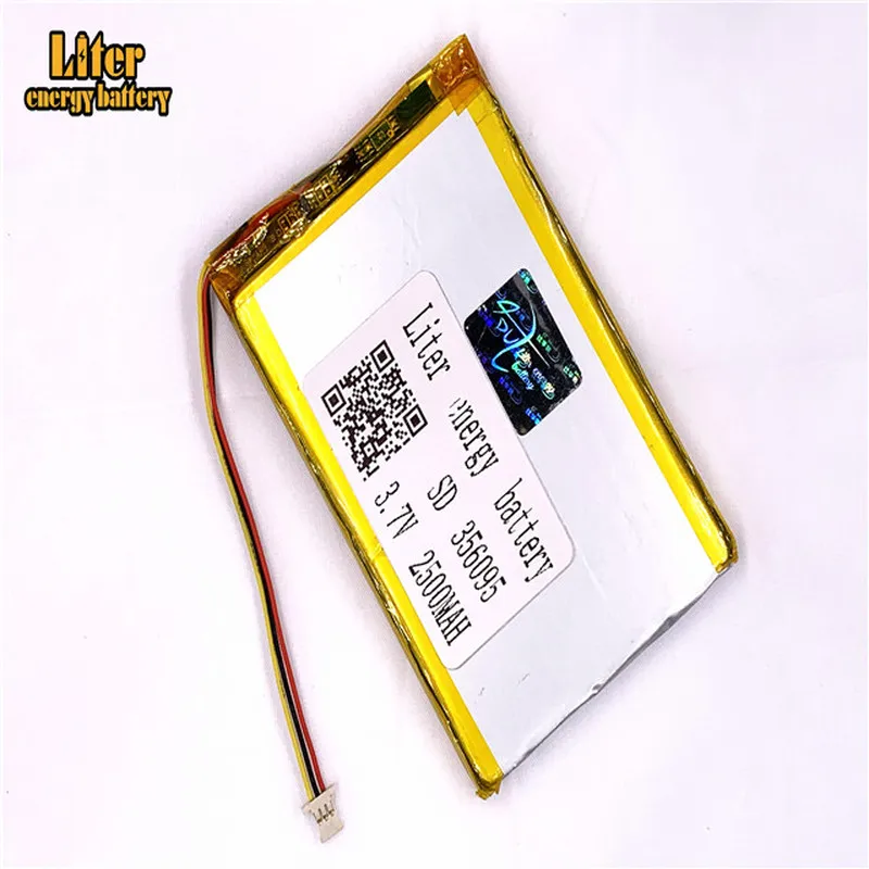 

1.0MM 3pin connector 356095 2500mah 3.7V Li-ion Polymer Battery Rechargeable For tablet pc 7 inch MP4 MP5