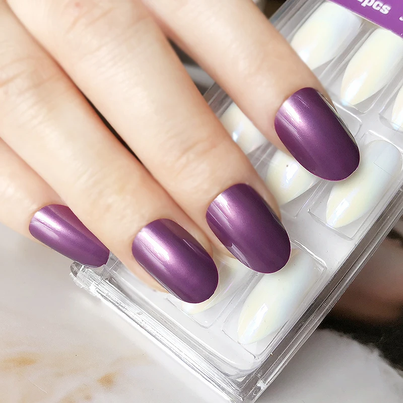 24 шт./пакет женские УФ-гелевые накладки для ногтей белые круглые декоративные на