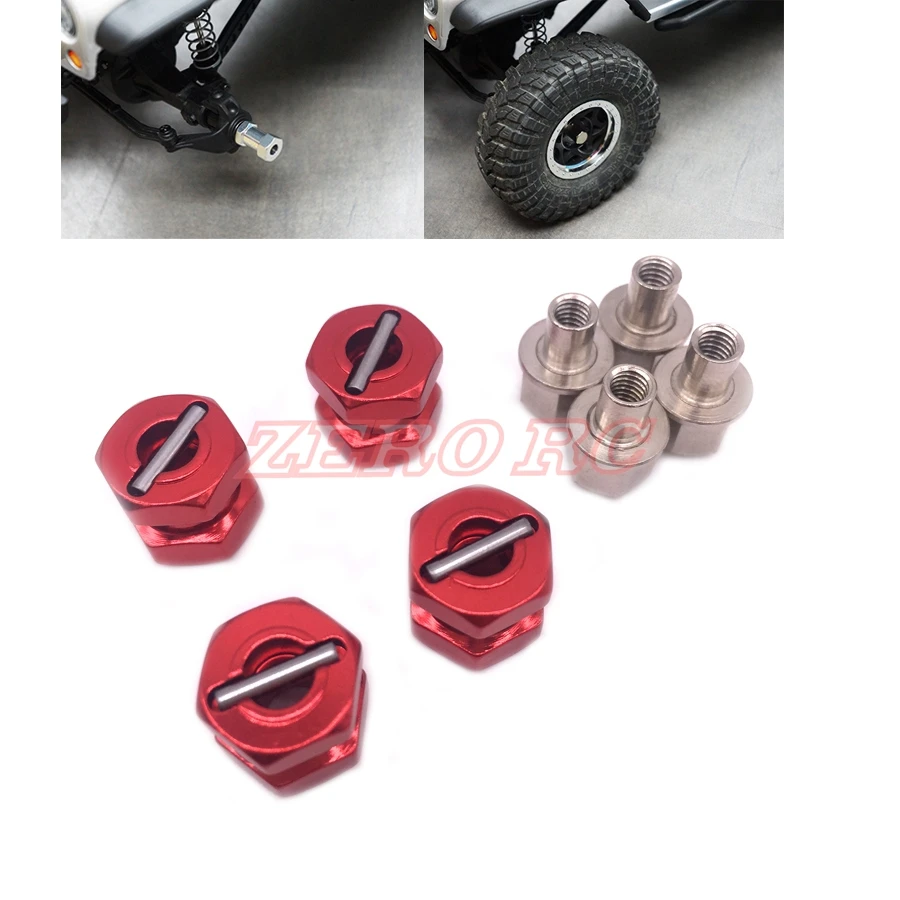 Алюминиевый шестигранный адаптер 12 мм для шестигранных колес 4 шт. осевой SCX10 D90 CC01