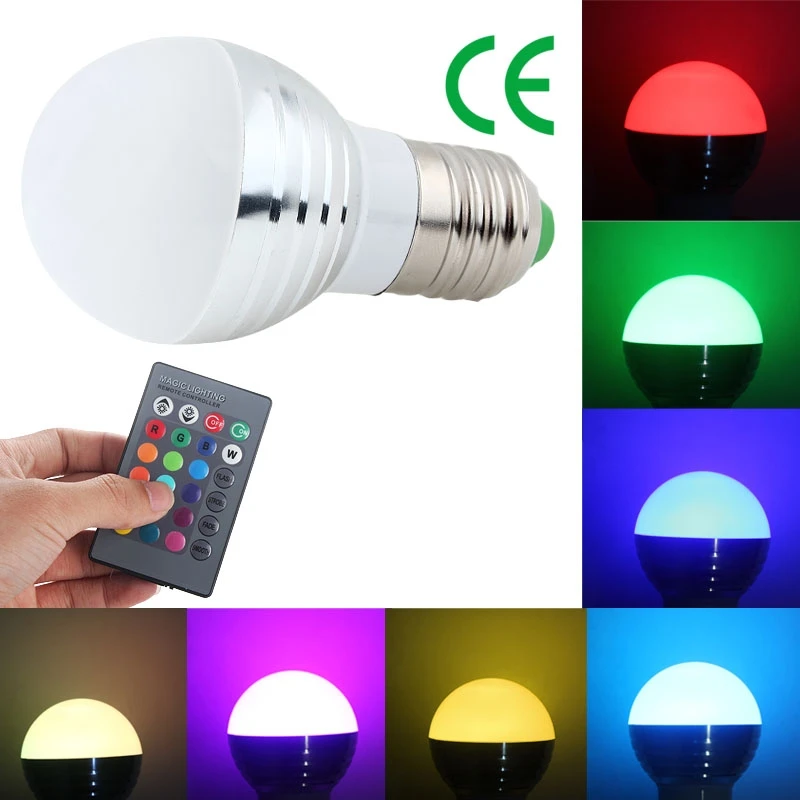 Ночной светильник E27 светодиодный 220 В E26 3 Вт RGB волшебный ing Globe лампа вечерние ИК