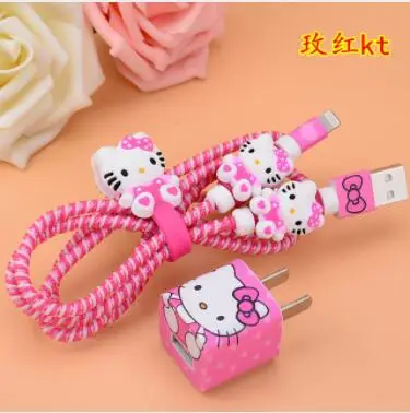 style 14 Микки и Минни USB кабель наушники протектор набор с кабелем Стикеры для намотки Спиральный шнур протектор для iphone 5 6 6s 7plus - Цвет: style 14
