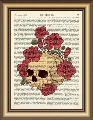 Череп Роза словарь Холст Картина wall Art печати плакатов фотографии украшения дома