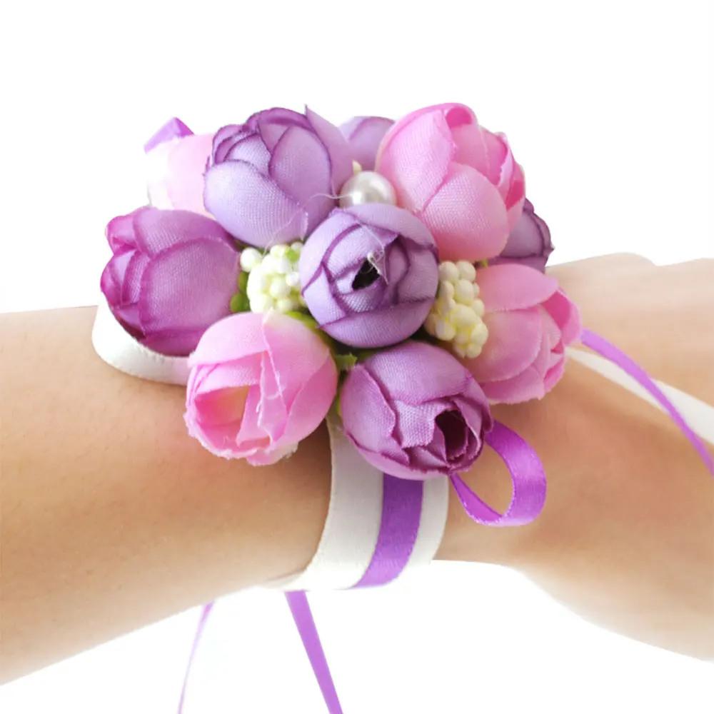 Цветок на запястье 5 цветов корсаж романтическая рука цветы полиэстер подарок