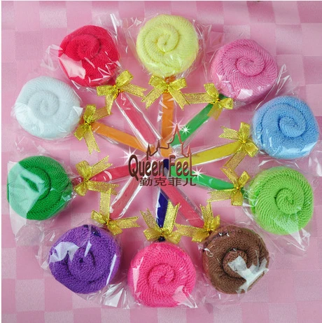 

FG233 Free shipping Wholesale-20pcs/lot wedding cute round pure sweet candy towel,promotional gifts,gift towel promotion