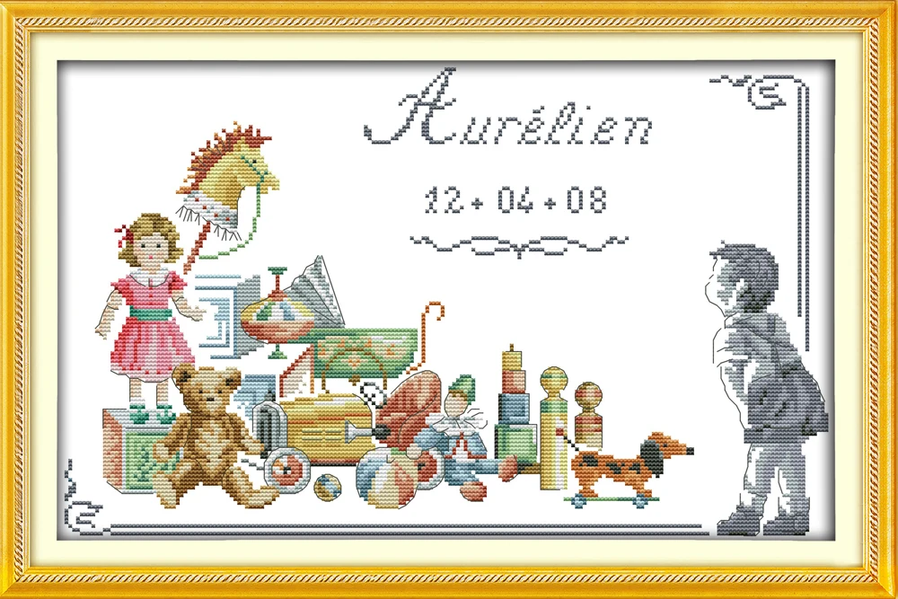 

Memory of childhood cross stitch kit 18ct 14ct 11ct count printed canvas stitching embroidery DIY handmade needlework