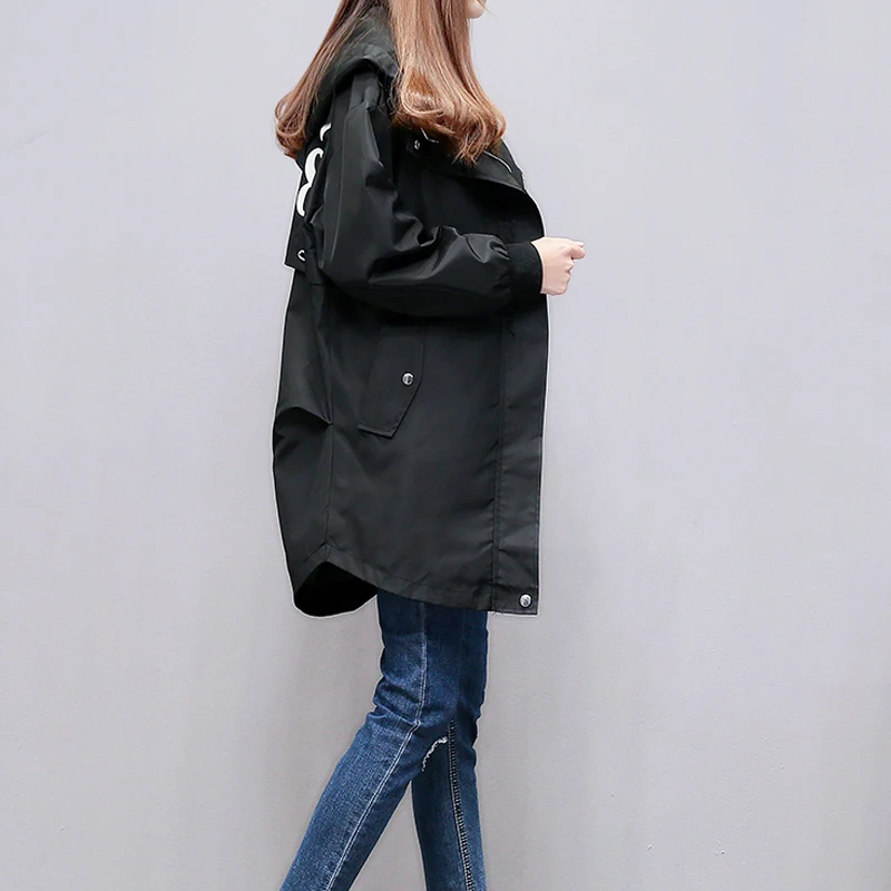 Тренч ftaylor Женский с капюшоном средней длины на молнии буквенным принтом