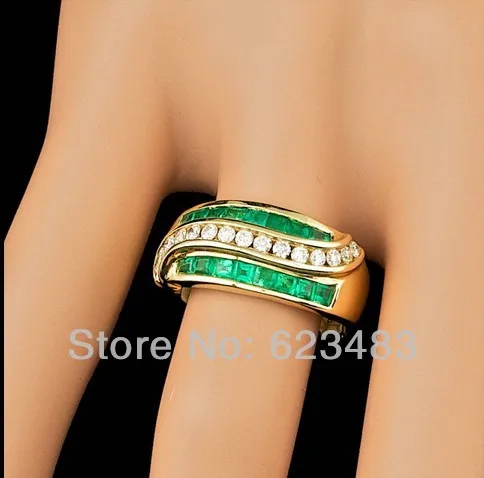 

Solid 14kt yellow gold 0.85ct emerald 0.25ct natural diamond ring