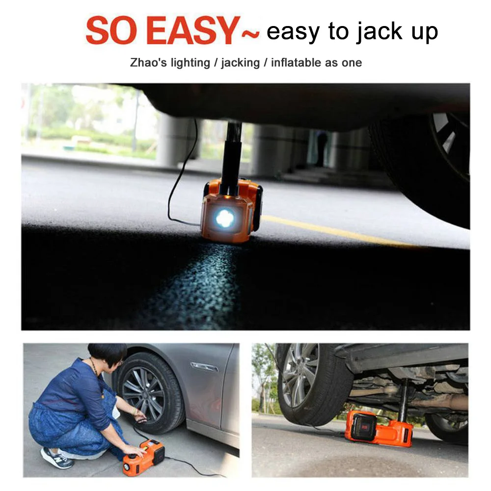 

12V 5Ton Car Electric Jacks Hydraulic Floor Jack Set Tire Replacing Repair Tools Kit Impact Wrench Tire Inflator LED Light
