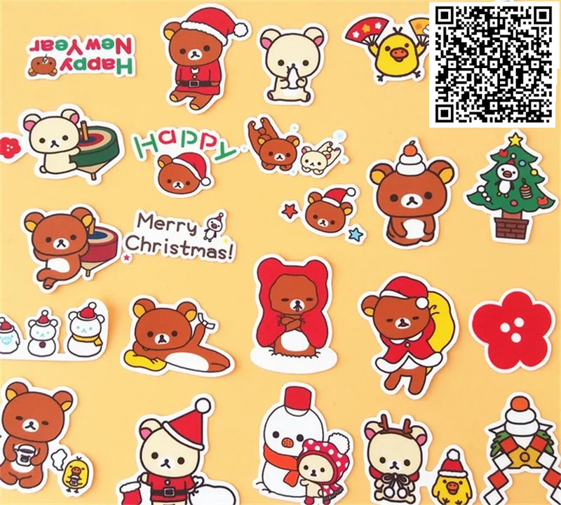 New Trendy Christmas Bear Stickers Toy for DIY Exercise Book Diary 32 Sheets A Pack Toys For Children Colorful Sticker | Дом и сад