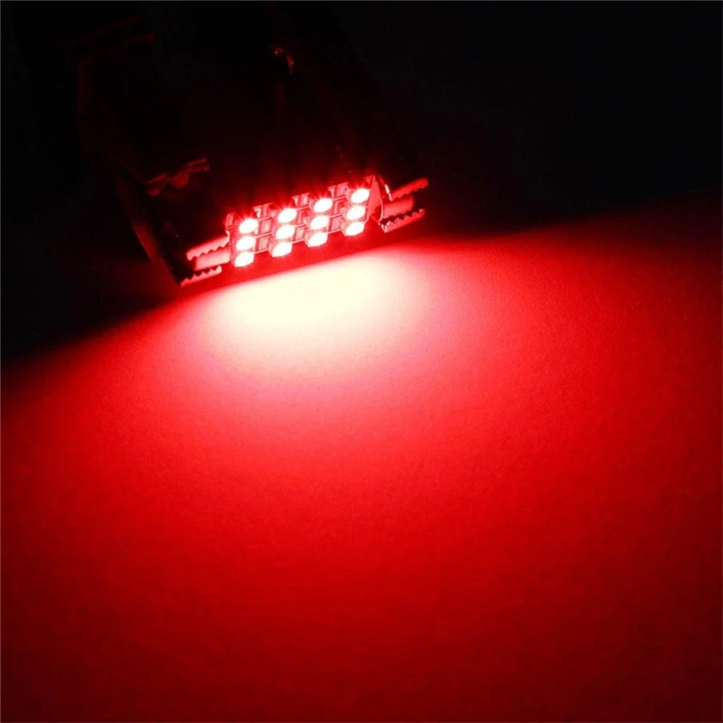 KEYECU 10 шт 12В 41 мм Festoon 1210 3528 12-SMD LED карта купольные внутренние лампочки (красный) |