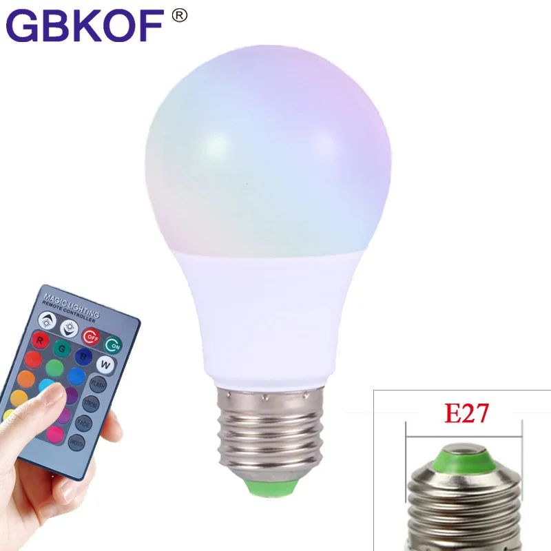RGB светодиодный светильник E27 10 Вт AC85 265V SMD5050 16 цветов с ИК пультом дистанционного