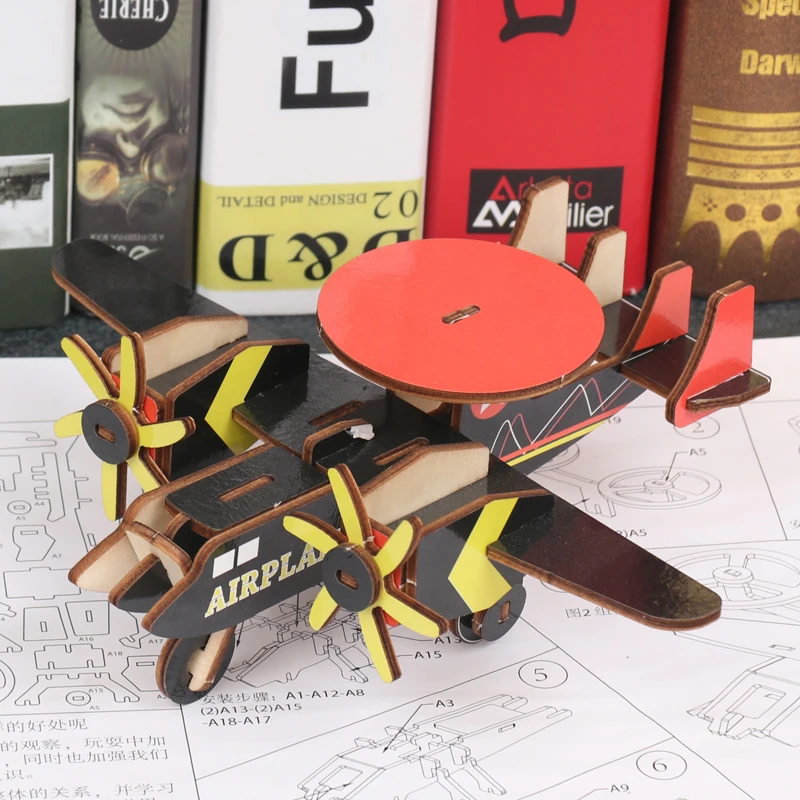 Монтессори DIY деревянная головоломка 3d модель самолета собранные Ранние