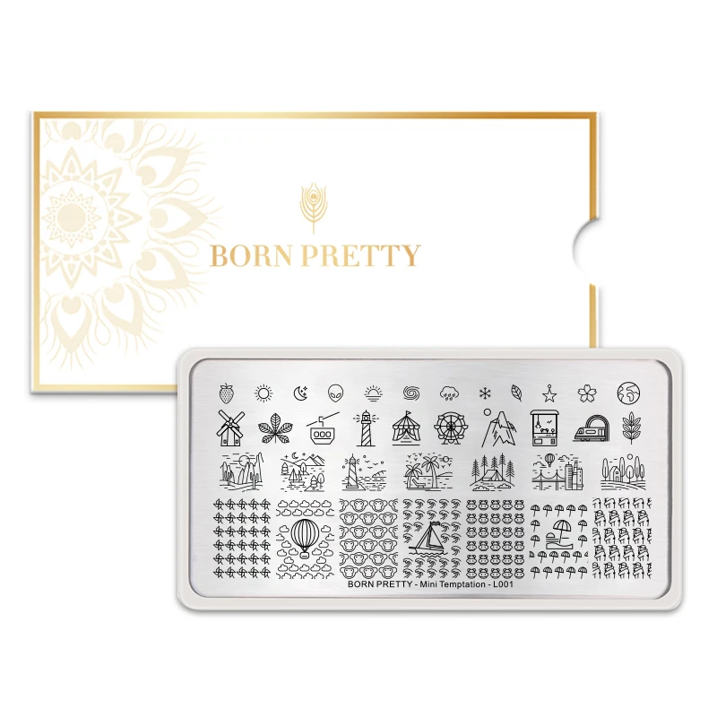 BORN PRETTY прямоугольный шаблон ногтей из нержавеющей стали клубника лист