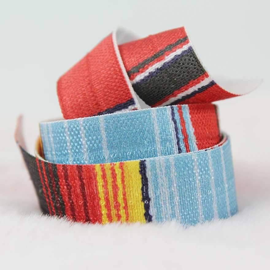 20 yards 16mm single face printed polyester webbing colorful stripe elastic ribbon for sewing | Дом и сад