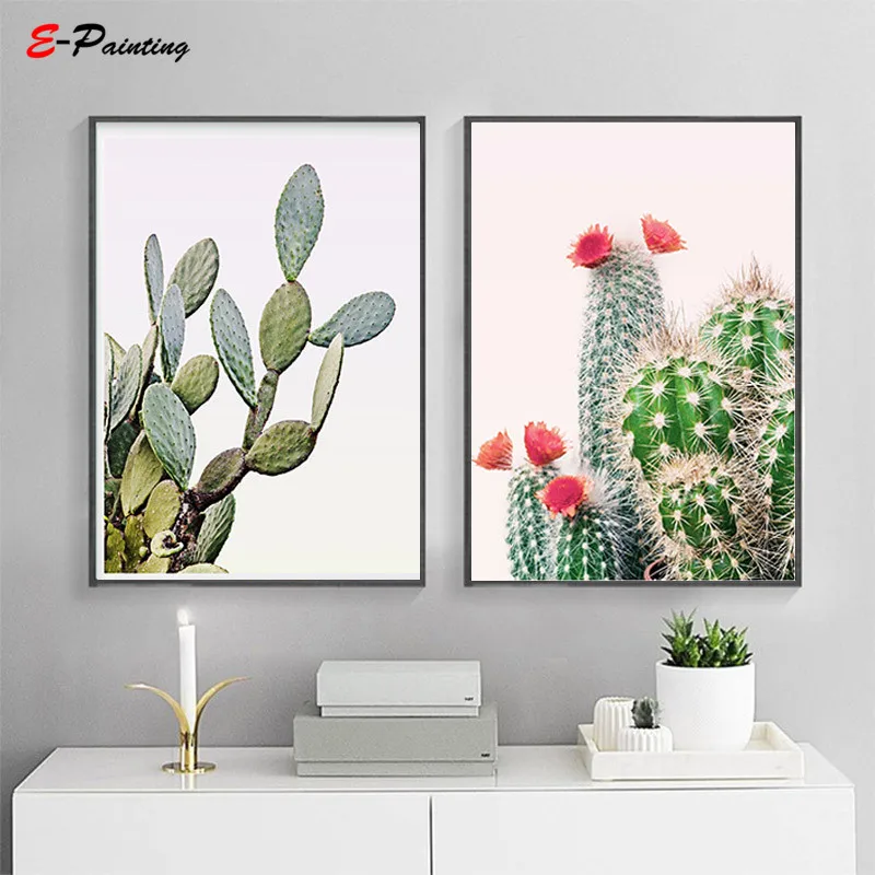 Desert CactusPhoto South Western Decor Photography Pink and Green Printable Art Living Room Canvas Painting | Дом и сад