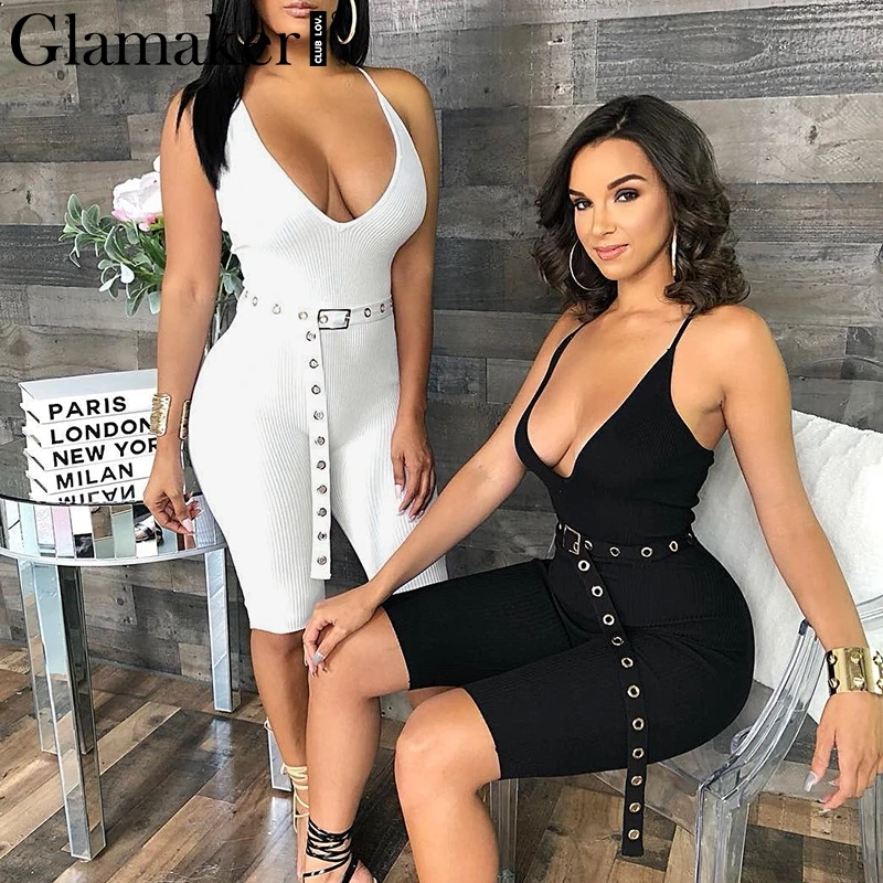 Женский Облегающий комбинезон Glamaker черный трикотажный ремешок комбинезона с
