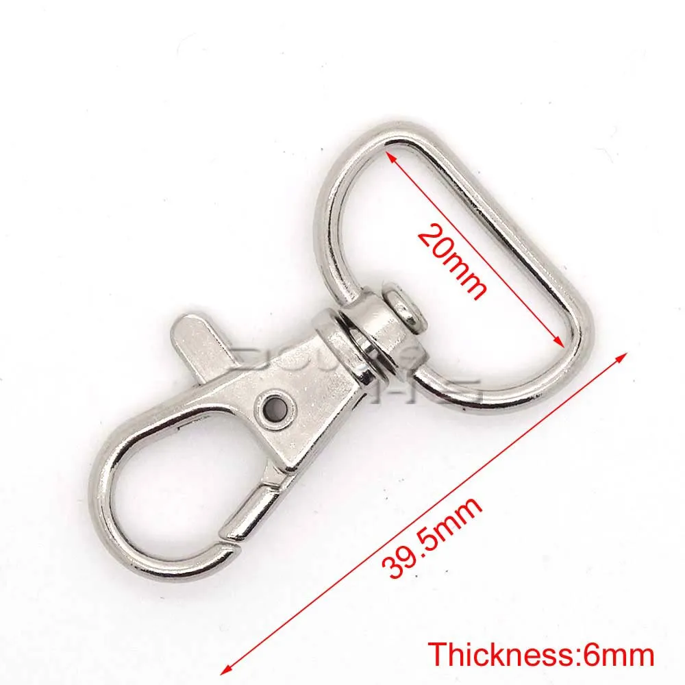 

500pcs/lot Matel Snap Hooks Rotary Swivel For Backpack Webbing 20mm Nickel Plated Lobster Clasps