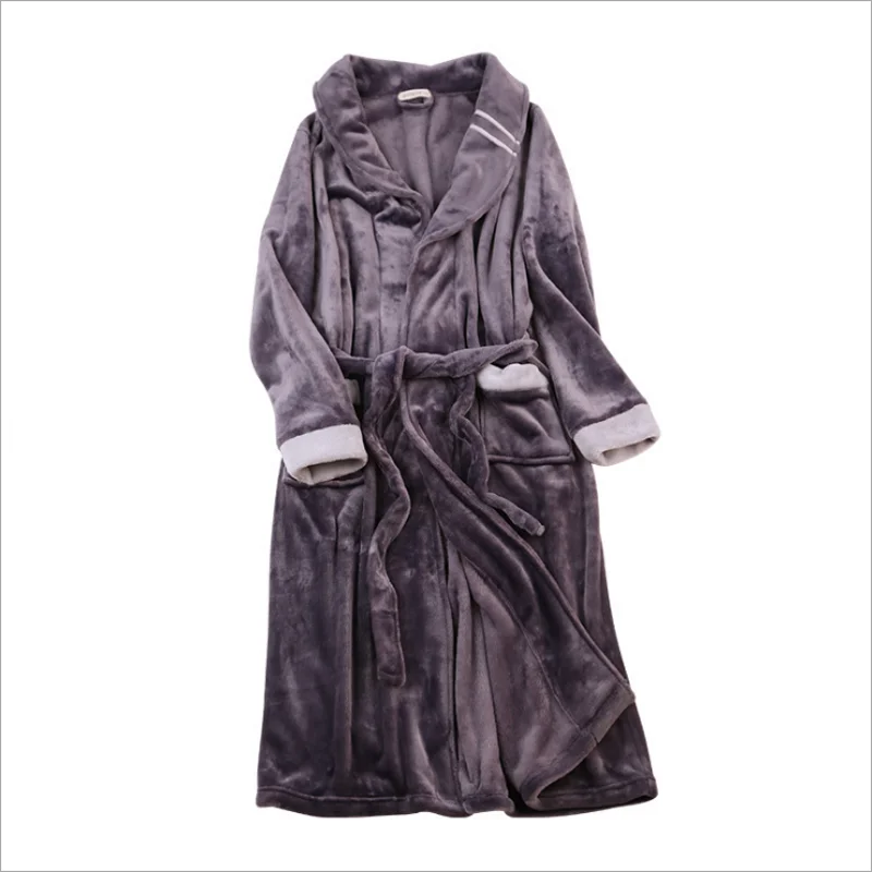 Мужской теплый фланелевый Халат с v образным вырезом повседневный халат поясом