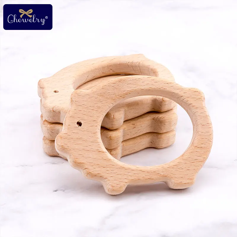 1PC Wooden Teether Baby Teething Pendant Toys Animal Pig Rodent Flamingo Beech Bracelet  Gym For Children Goods Baby Accessories