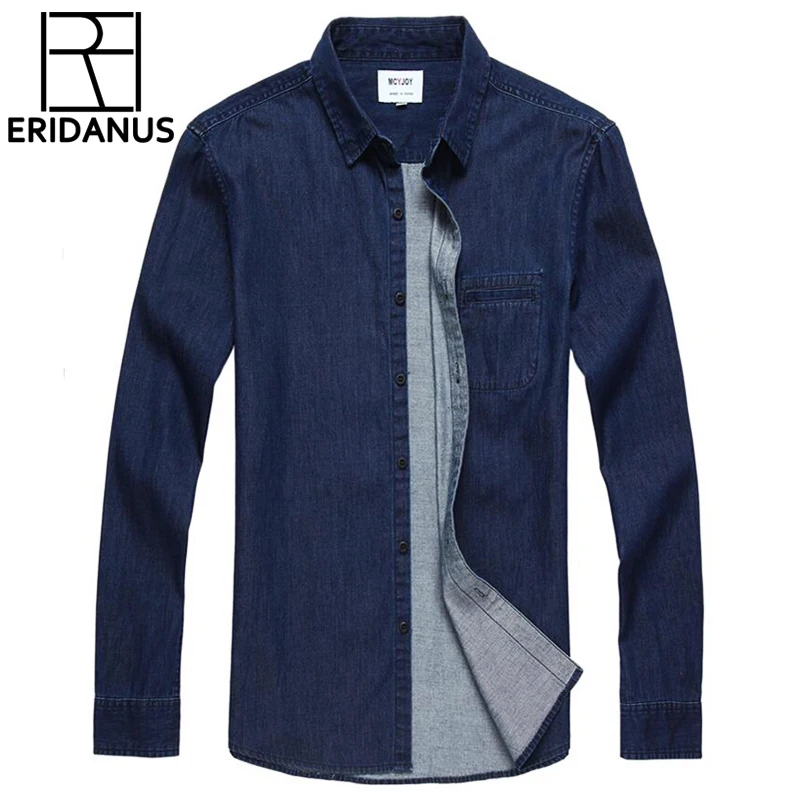 Стильная джинсовая рубашка в европейском стиле ковбойский с длинным рукавом