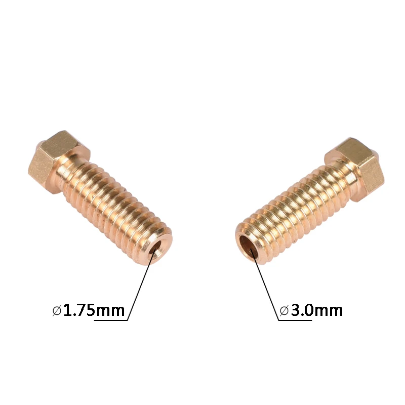 

Funssor 5pcs Brass Volcano nozzles 1.75mm FilamentLengthen extruder nozzle 0.6/0.8/1.0/1.2mm For DIY 3D printer