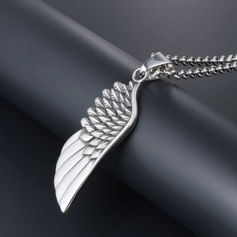 Ретро мода индивидуальный стиль ангел крыло перо Кулон Мужской Титановый