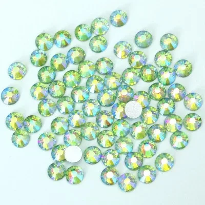 Color AB Glue on Glitter Flatback Glass Crystal Non Hot fix rhinestone For Gymnastics Clothes Shoes 3D Nail Art Decoration
