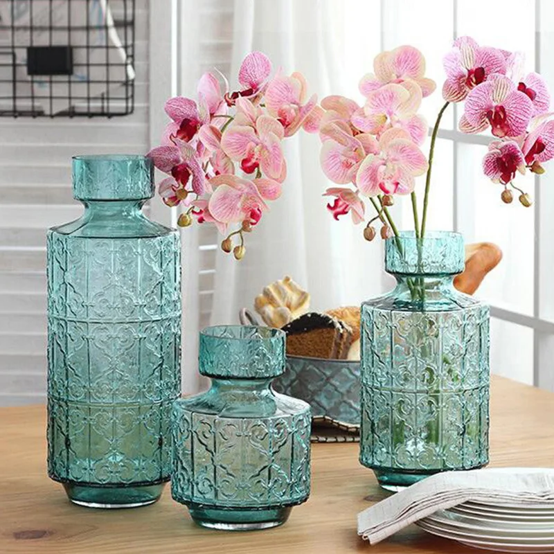American Style Vintage Glass Vases Floor Vase Home Decoration Accessories Modern Tabletop Flower Pot Household Furnishing | Дом и сад