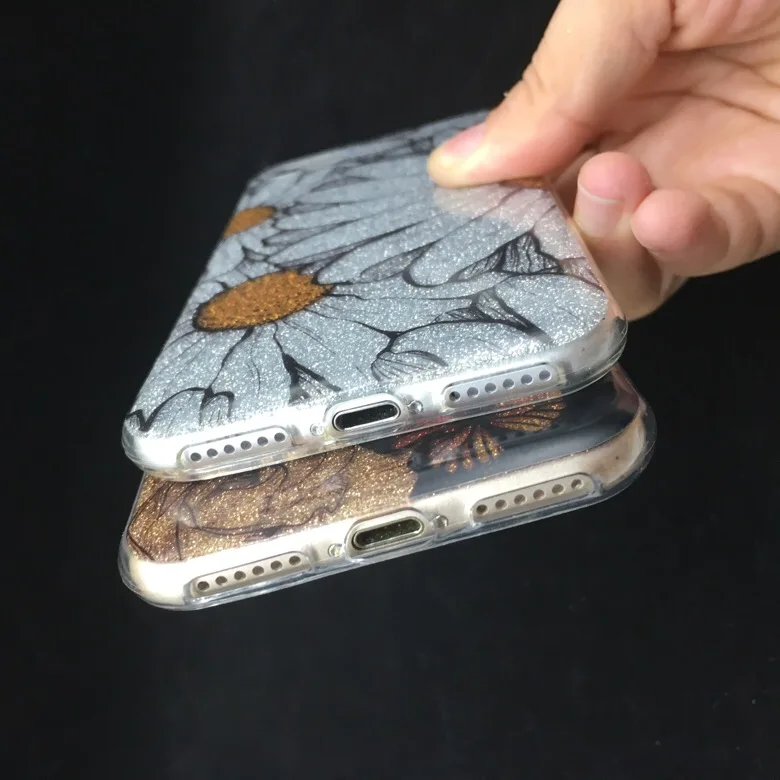 Блеск IMD Bling Цветы Чехол Для Телефона iPhone 7 8 6/7/8 плюс мягкая TPU края ПК Назад для 6 6S |