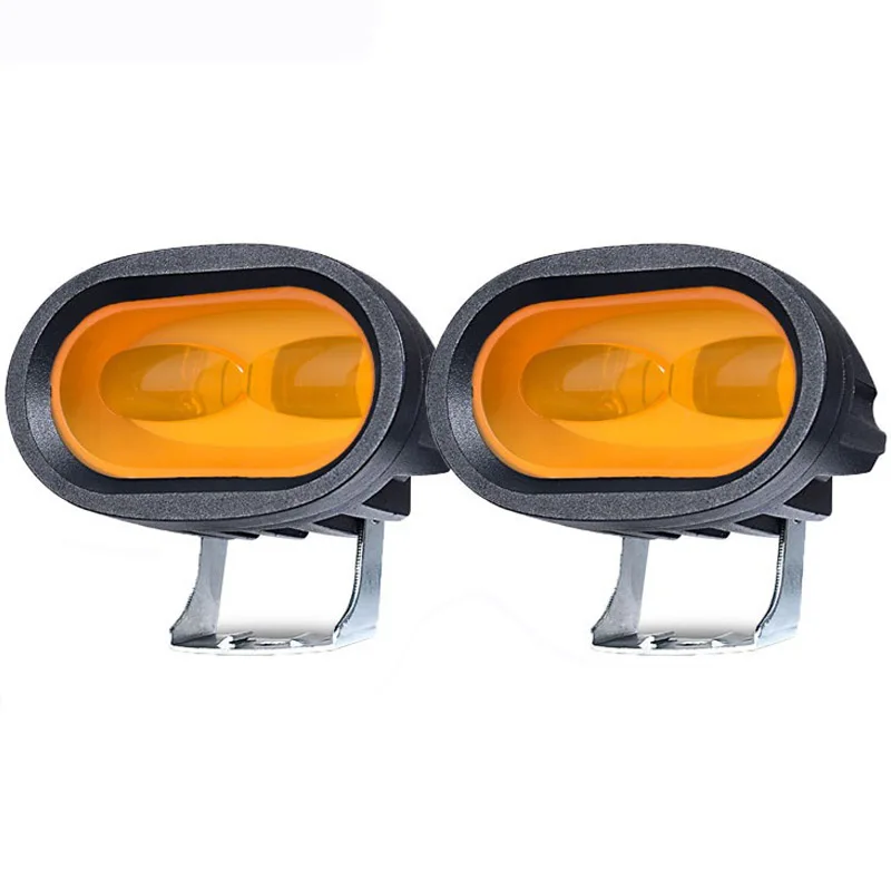 2pcs Amber 20 Вт Янтарный светодиодный рабочий светильник 6D Универсальный мотоциклетный внедорожный вспомогательный Точечный светильник для вождения противотуманный светильник для автомобиля грузовика точечный головной светильник - Цвет: 2pcs Amber
