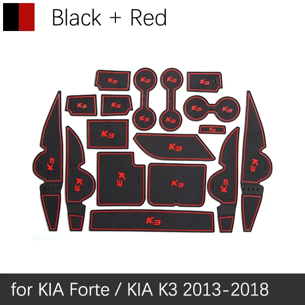 Red Black Противоскользящие резиновые ворота Слот чашки коврики для KIA Forte YD 2013 K3 Cerato аксессуары наклейки для стайлинга автомобилей - Название цвета: Red Black