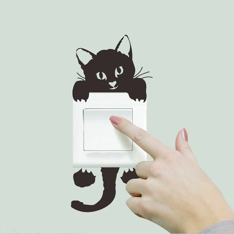 5 шт. наклейки на стену в виде черной кошки|sticker for kids room|stickers wall stickersswitch sticker |