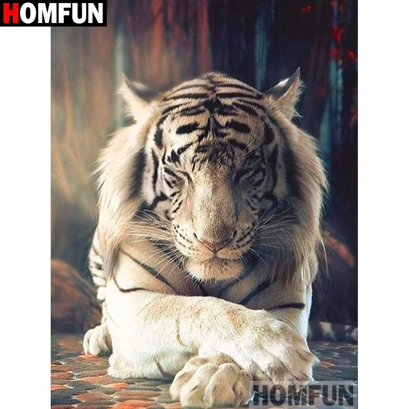 Алмазная живопись HOMFUN Белый Тигр алмазная вышивка 5D сделай сам с полными