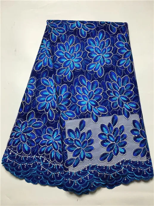 2017 Последние Бирюзовый и синий бисер Африки Французский Кружевной Ткани высокое