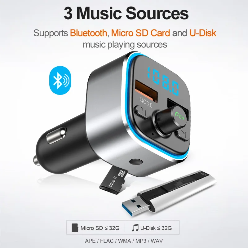 Автомобильный mp3 музыкальный плеер CDEN Bluetooth 5 0 приемник без потерь fm передатчик