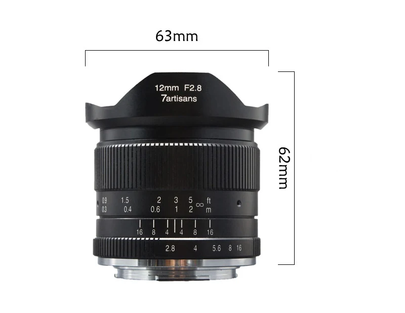 Ультраширокоугольный объектив 7artisans 12 мм F2.8 для Sony E mount беззеркальных камер A6500