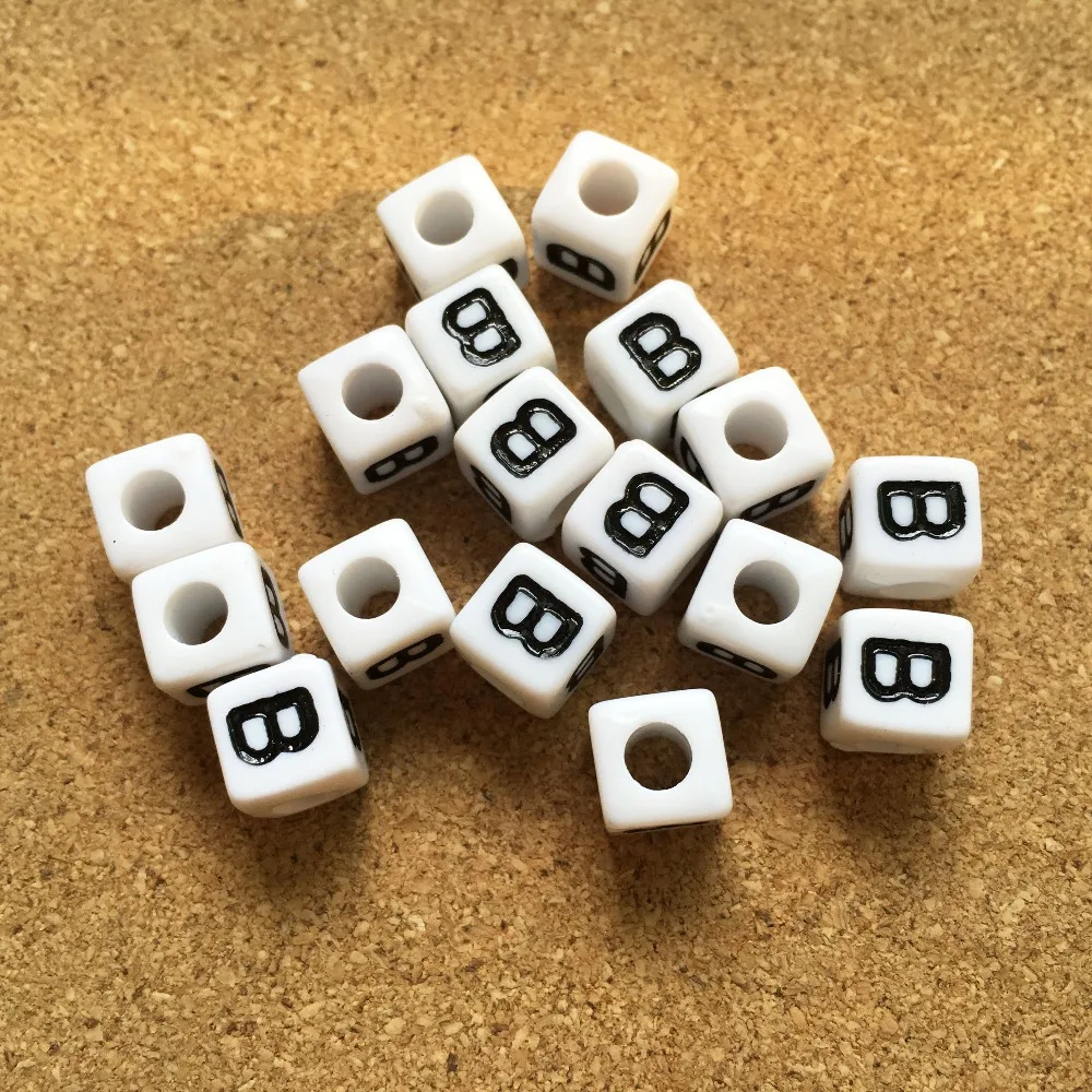 

Acrylic Letter Beads 1100pcs Cube Square Alphabet Plstic Initial B Bracelet Spacer Beads Ornament Accessory Necklace Keyring DIY